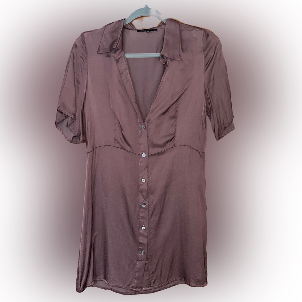 mauve satin mini dress